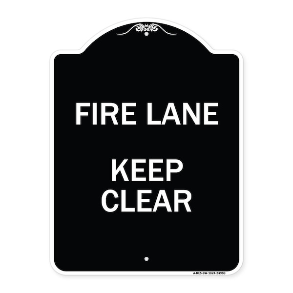Signmission Fire Lane Keep Clear Heavy-Gauge Aluminum Architectural Sign, 24" x 18", BW-1824-23983 A-DES-BW-1824-23983 - main